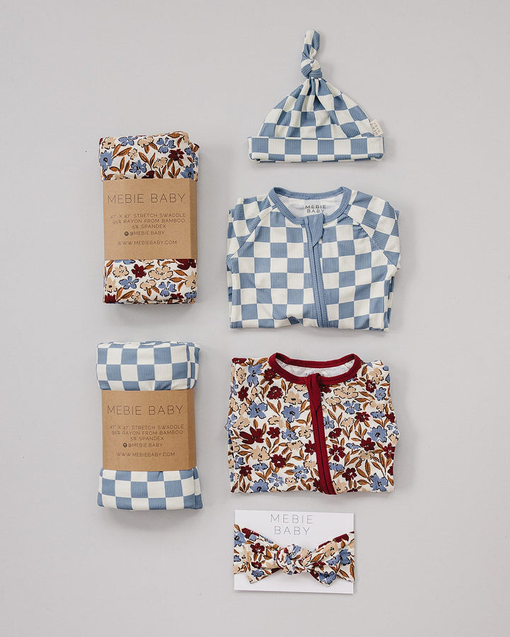 Blue Checkered Bamboo Zipper