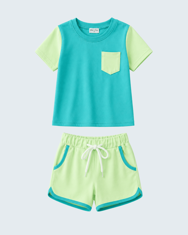 Shorts set on grey background
