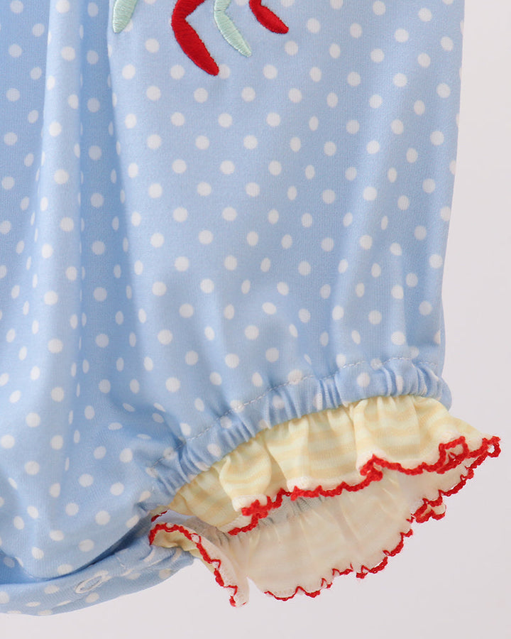Blue polkadot romper