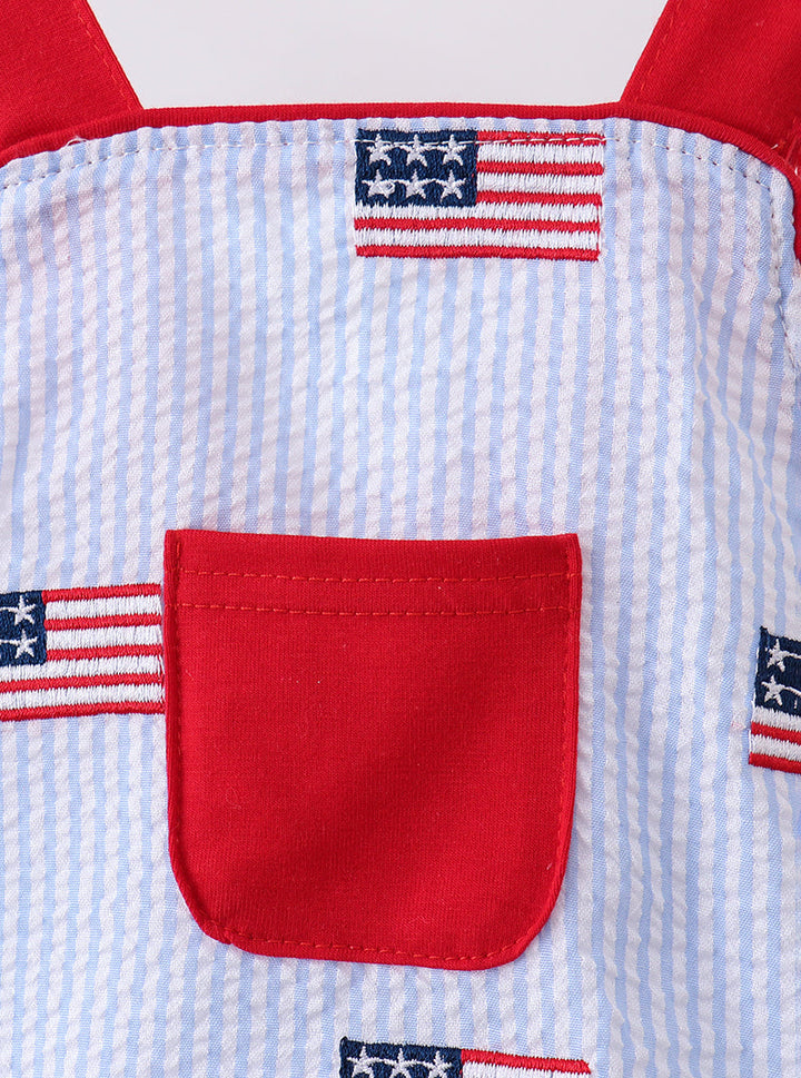 Close-up of a bubble with American flag patterns on a white background