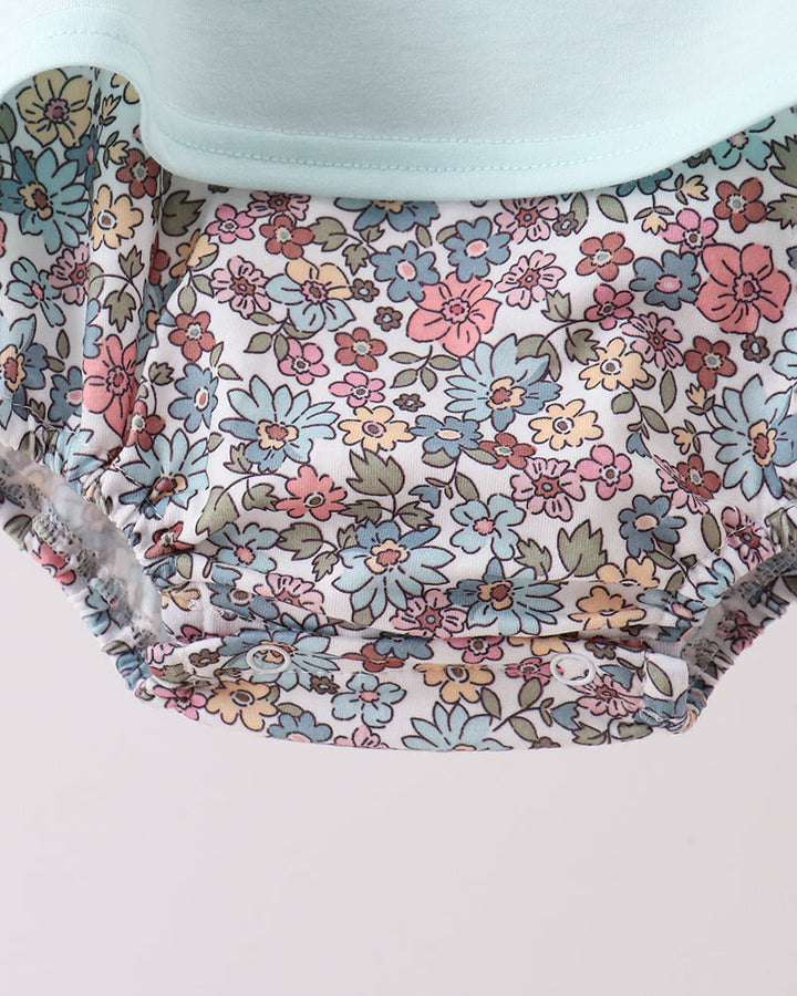 Multicolor floral printed baby romper bottoms with elastic leg openings