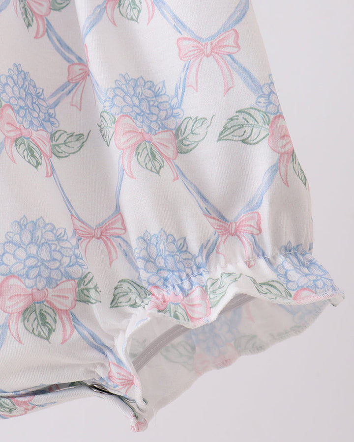 Baby bubble with floral and bow pattern on a white background