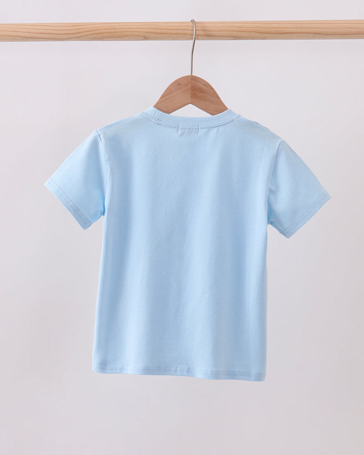 Light blue short-sleeve t-shirt, plain back view
