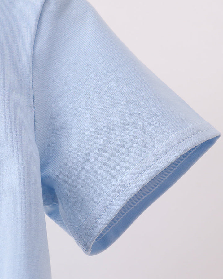 Light blue t-shirt short sleeve with stitched cuff and hem