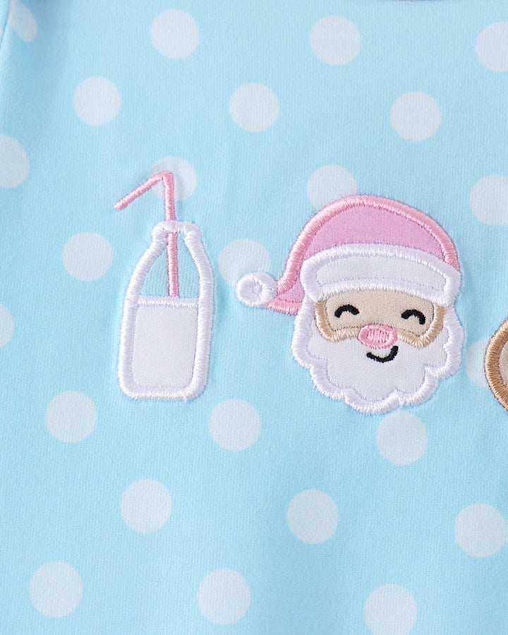 Blue Milk &amp; Cookies Santa Ruffle Romper