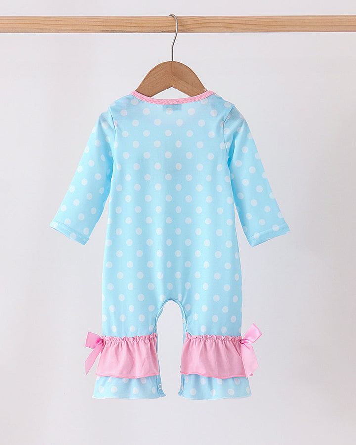 Blue Milk &amp; Cookies Santa Ruffle Romper