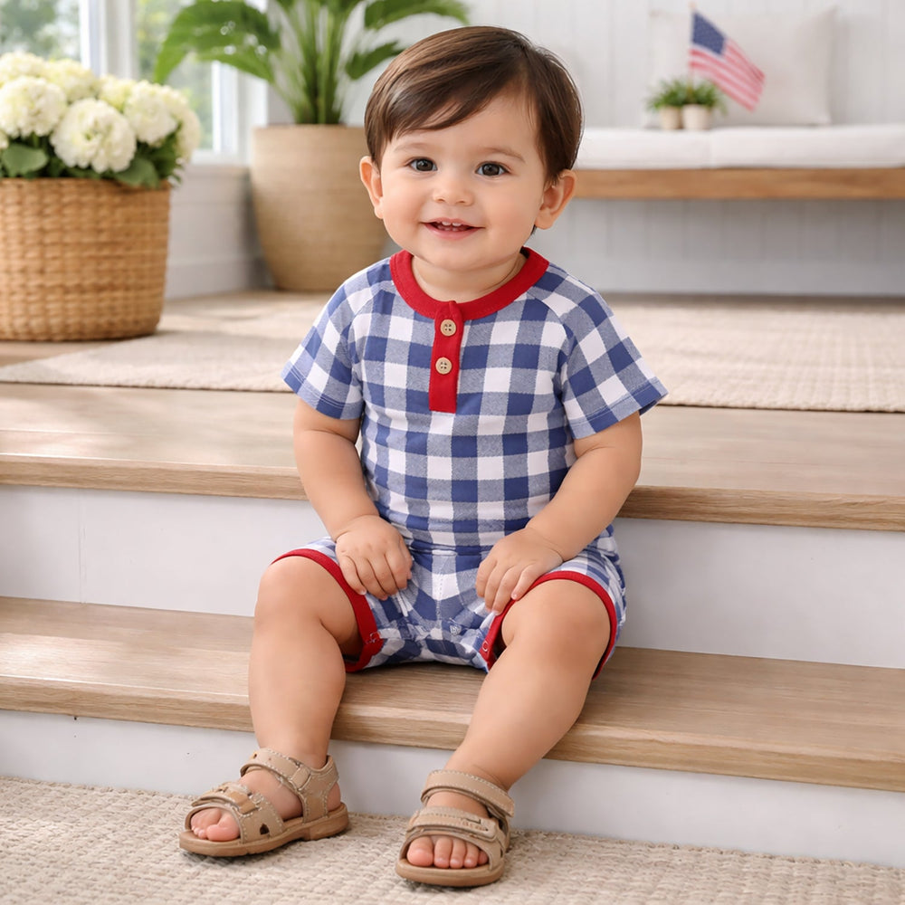 Picnic Plaid Bamboo Shorty Romper