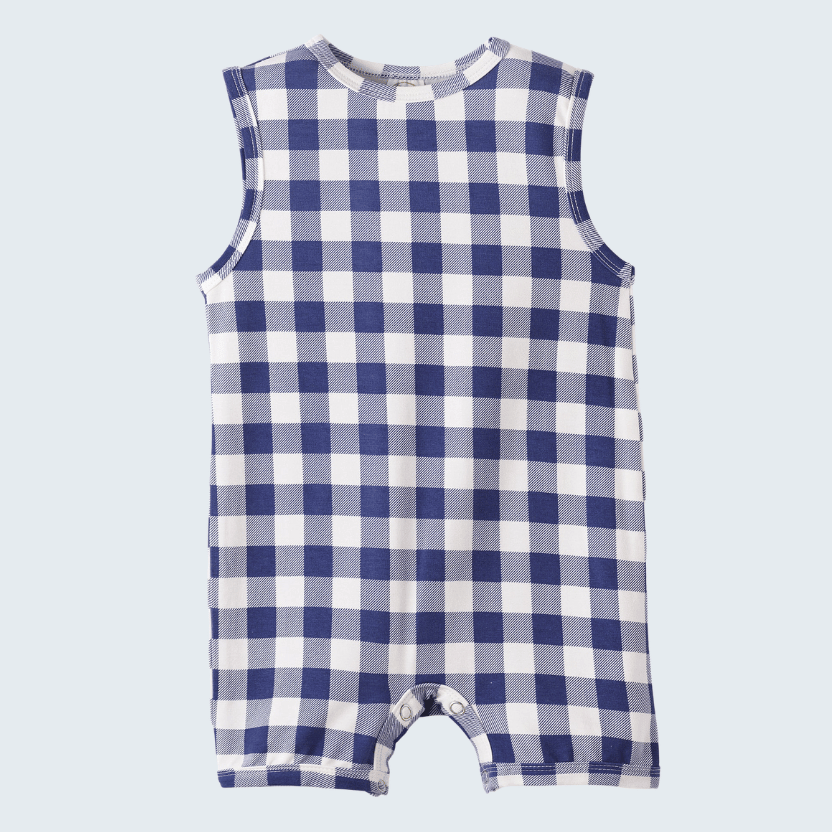 Picnic Plaid Soft Bamboo Sleeveless Romper