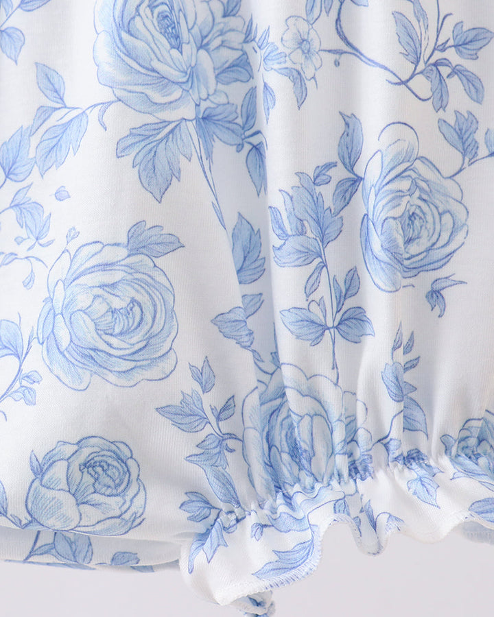Blue floral romper. 