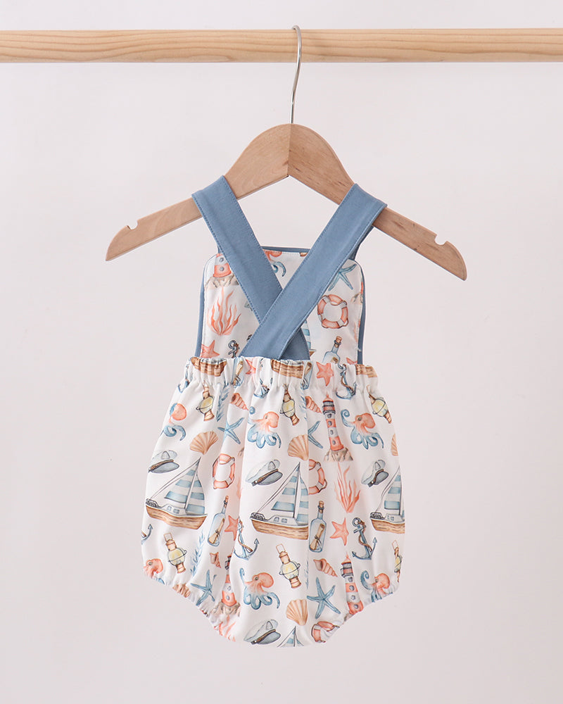Blue Sailboat Bubble on wooden hanger