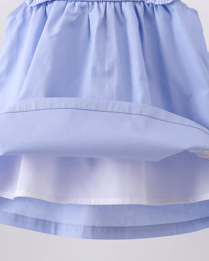 Light blue dress skirt with layered ruffle hem