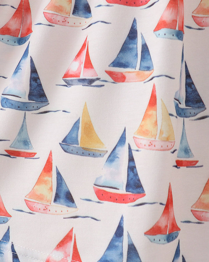 Fabric with sailboat print