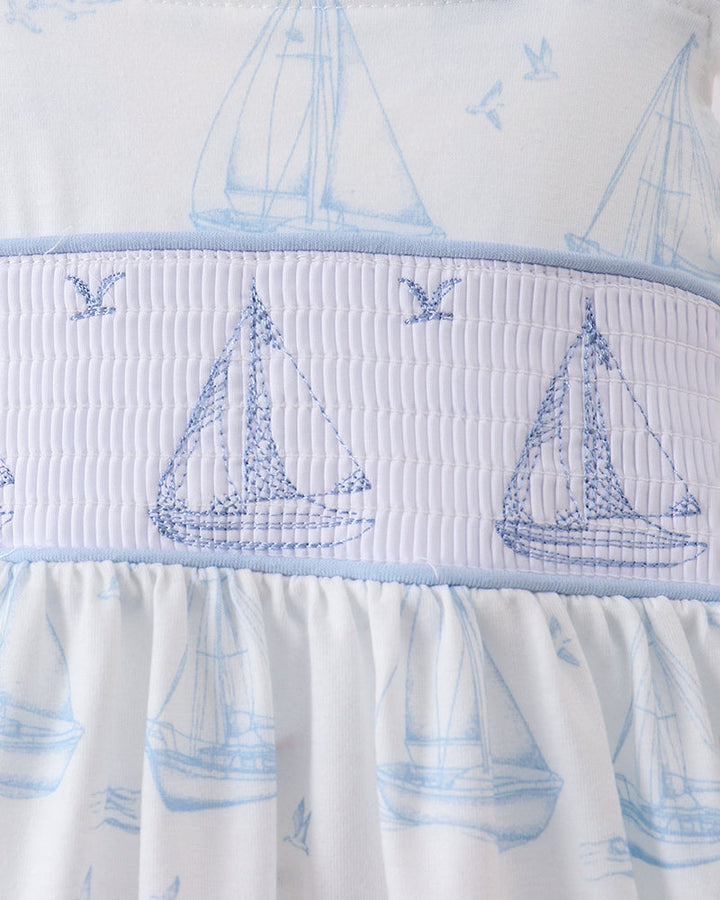 Sailboat print with smocked details