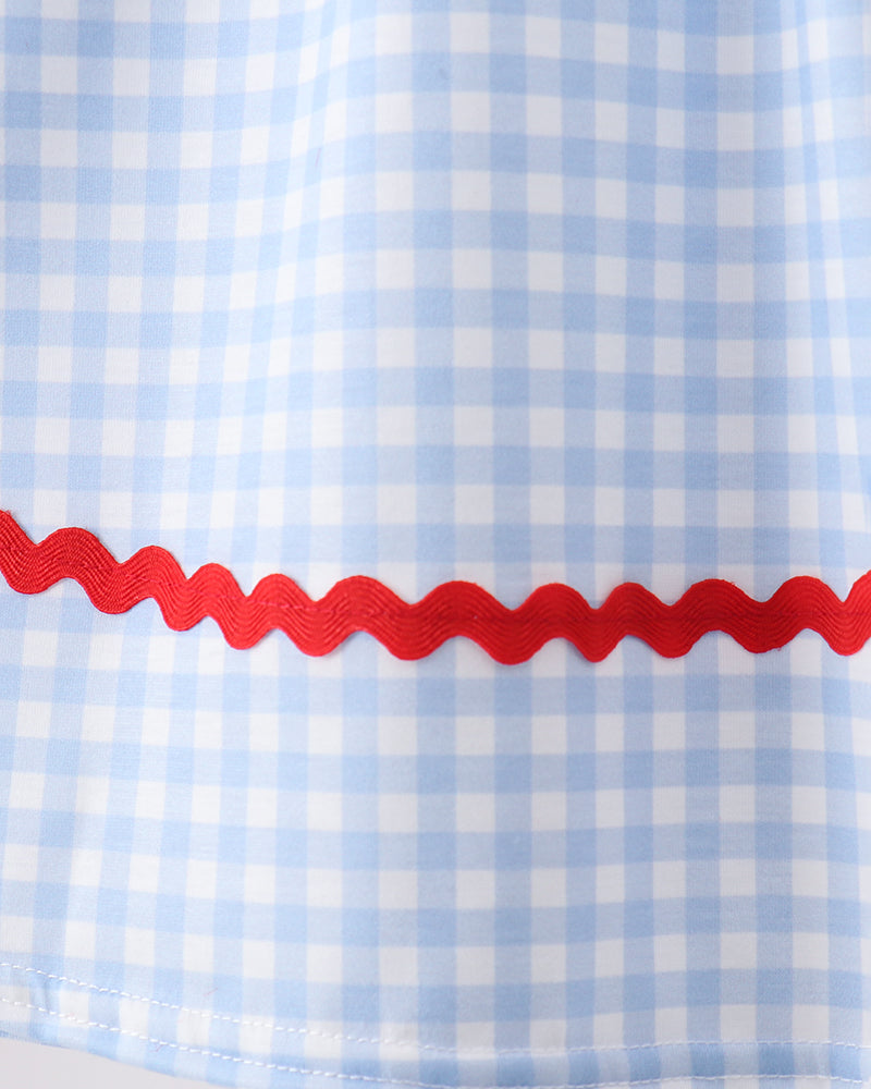 Light blue gingham fabric