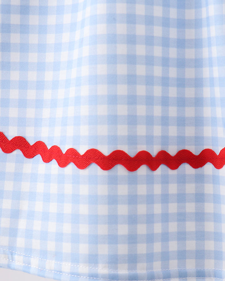 Light blue gingham fabric