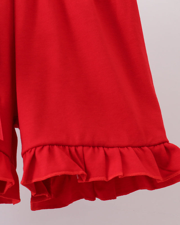 Red ruffle shorts
