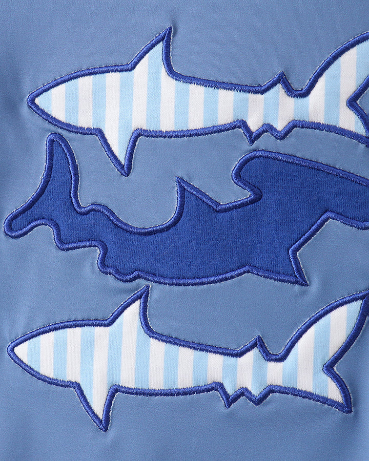 Blue Shark Applique Stripe 2-Piece Swimsuit
