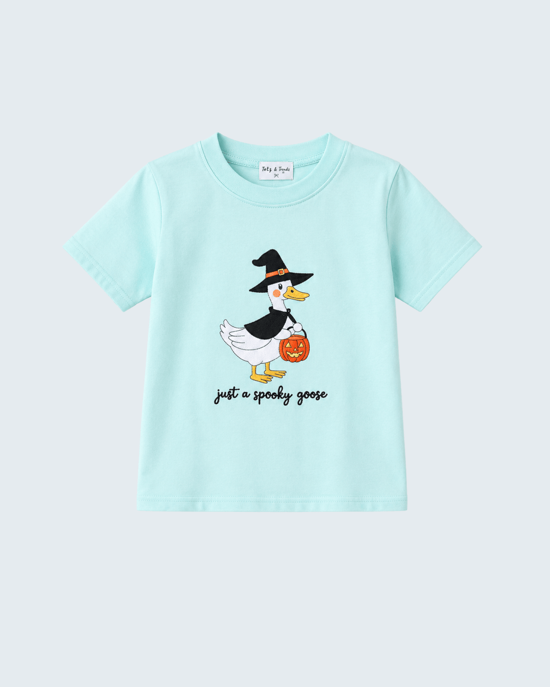 Blue Spooky Goose Embroidered Top