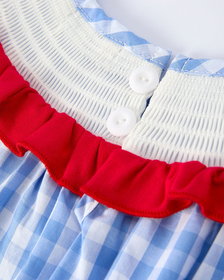 Strawberry Bow Embroidered Smocked Dress