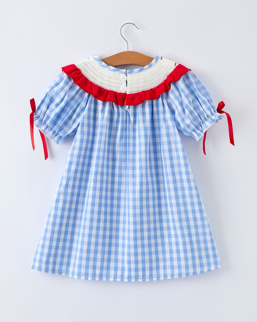 Strawberry Bow Embroidered Smocked Dress