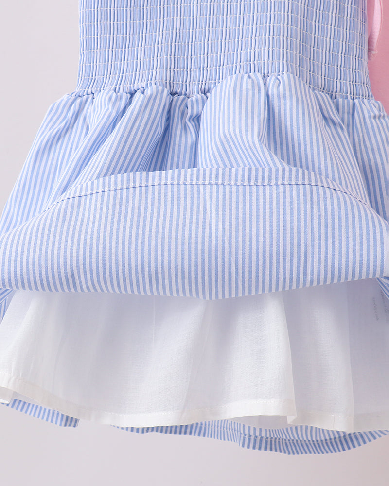 Blue stripe dress with white underskirt