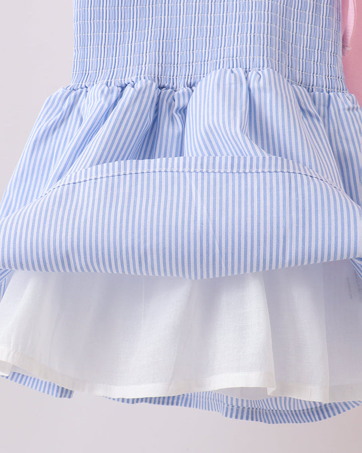 Blue stripe dress with white underskirt