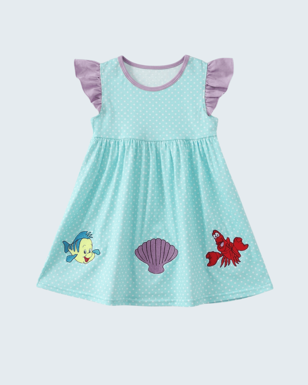 Blue Under The Sea Embroidered Dress on light blue background