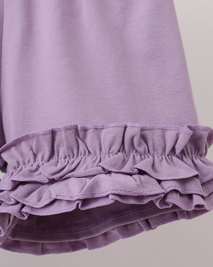 Purple ruffle shorts