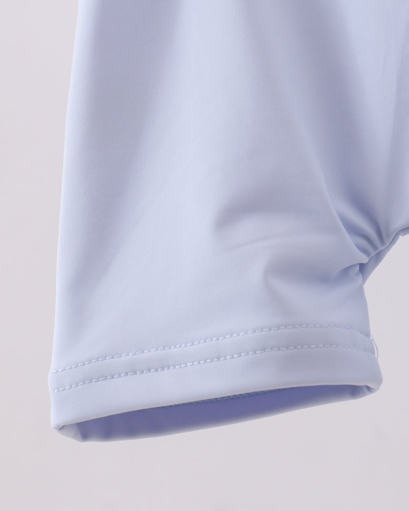 Light blue sleeve on a light gray background
