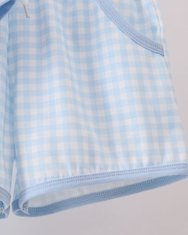 Blue Whale Embroidered Shorts Set