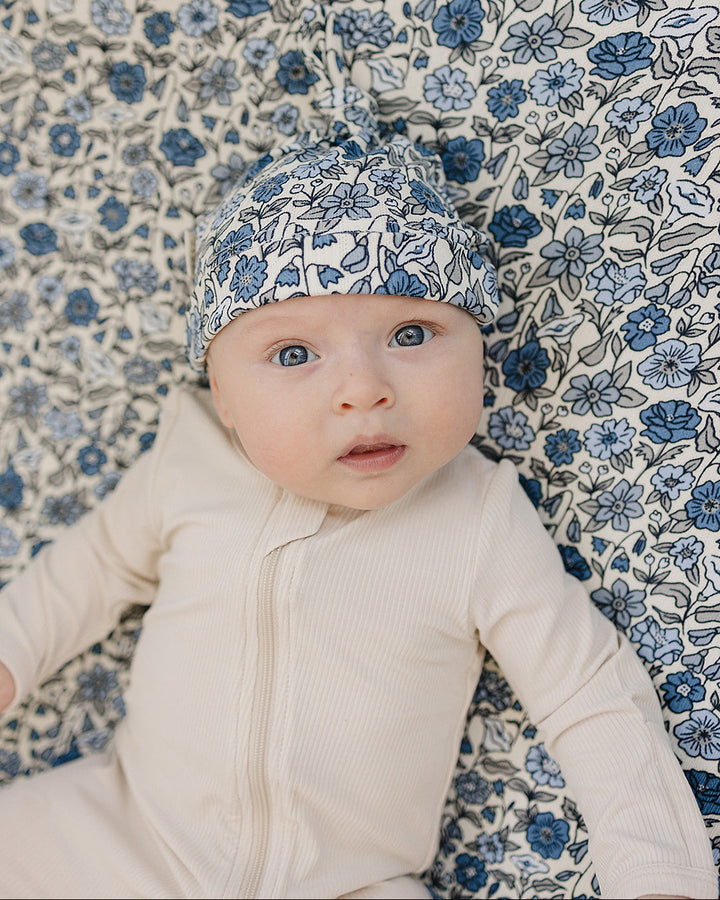 Bluebell Pointelle Bamboo Newborn Knot Hat