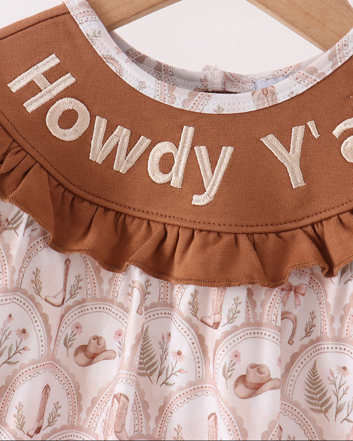 Brown ruffle collar with &