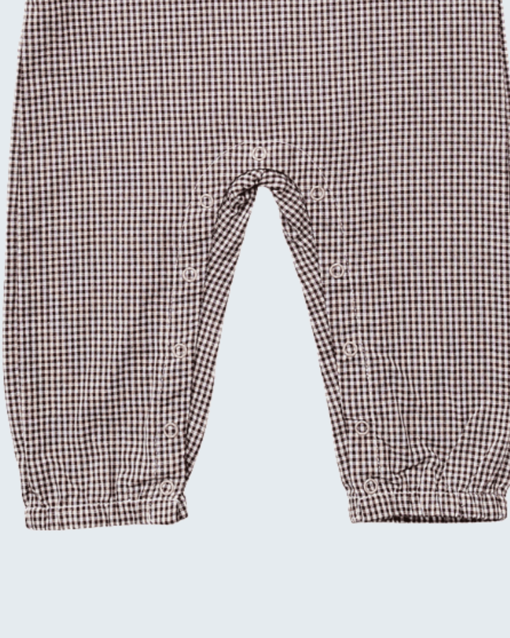 Brown Plaid Overalls