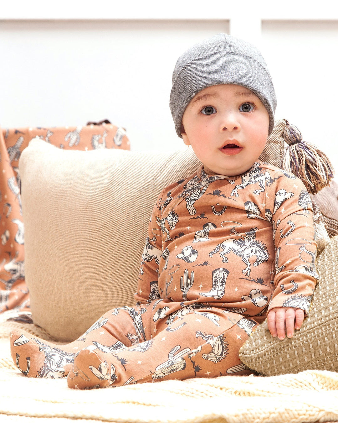 Western Baby Boy Bamboo Zipper Romper