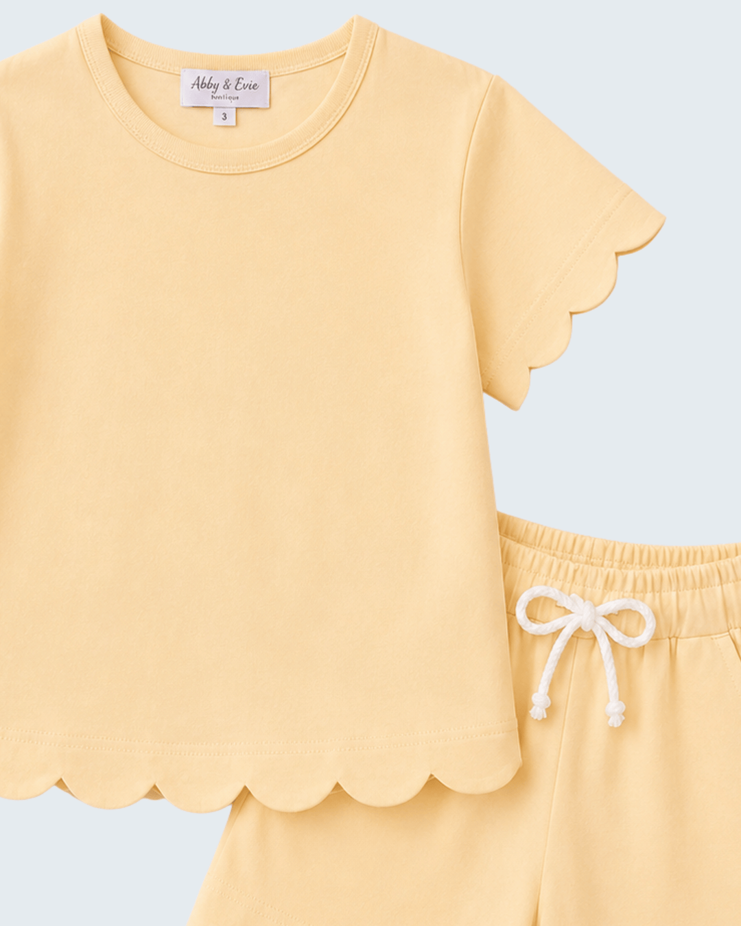 Yellow scalloped top and shorts set with &