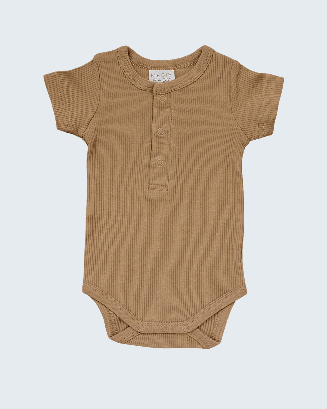 Cafe Organic Cotton Ribbed Snap Bodysuit on light grey background