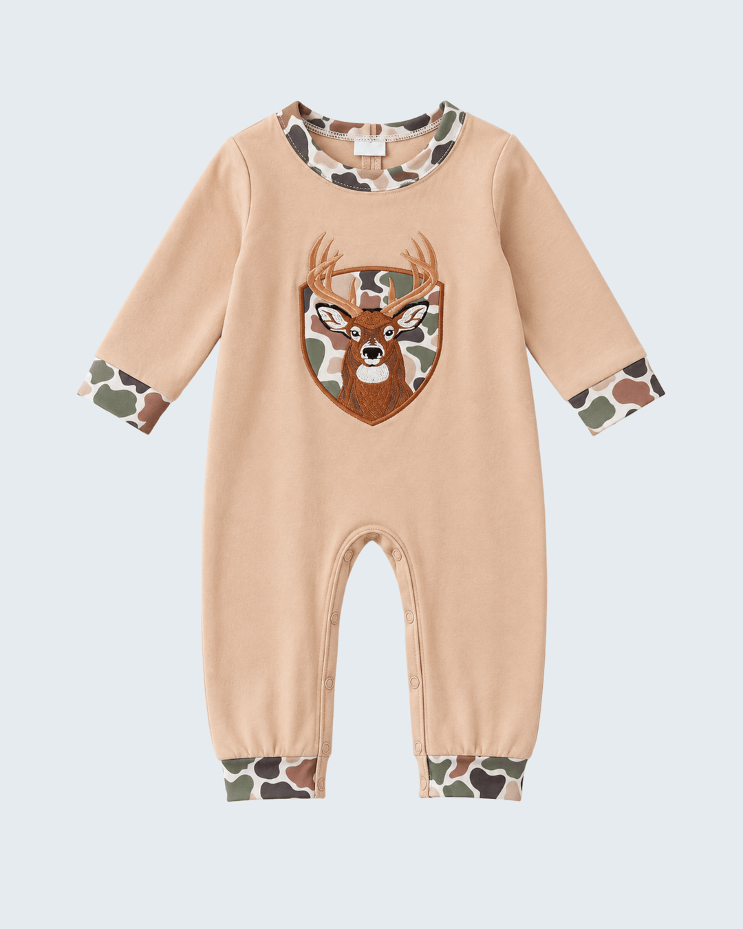 Camo Deer Appliqué Baby Boy Romper