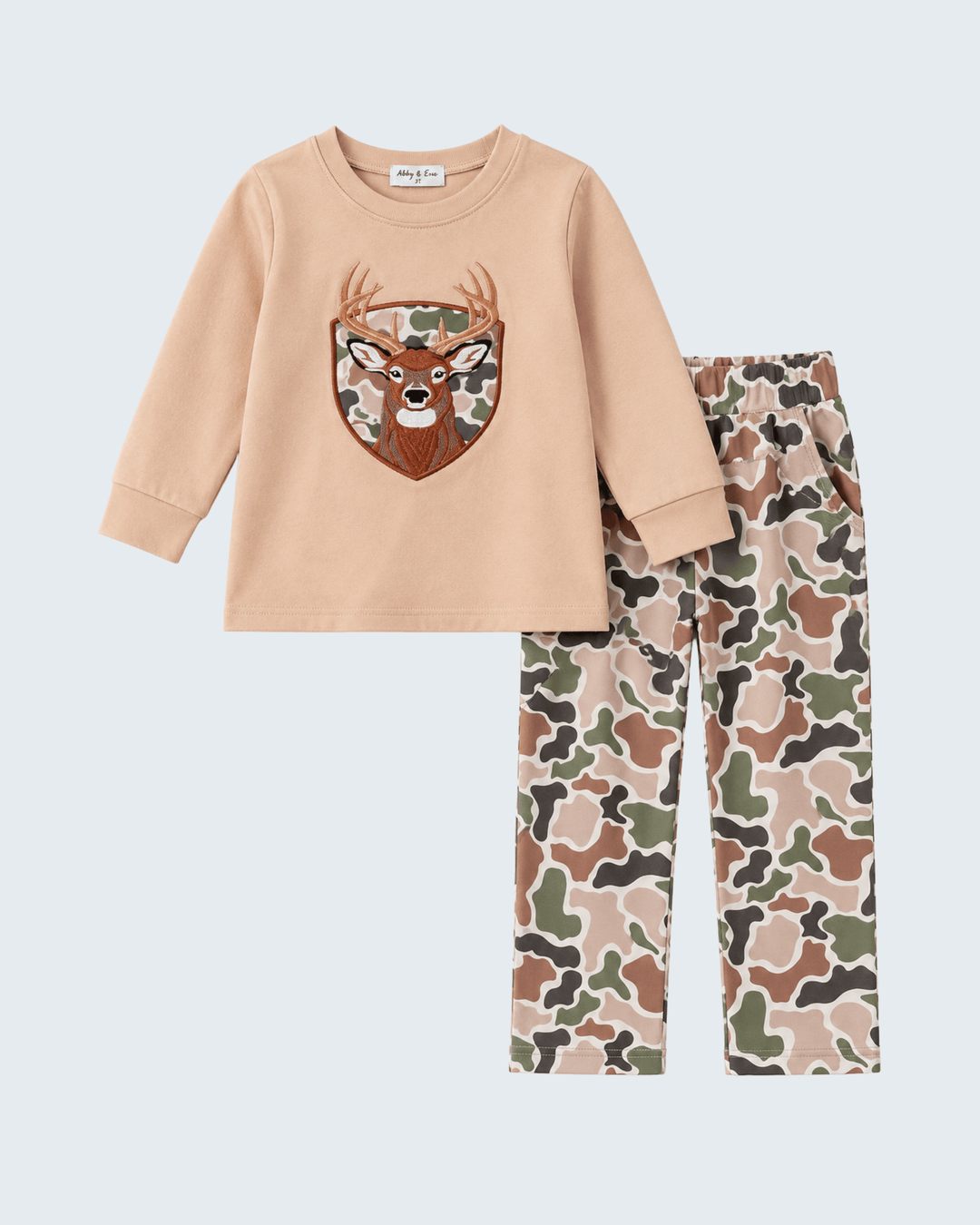Camo Deer Appliqué Pants Set