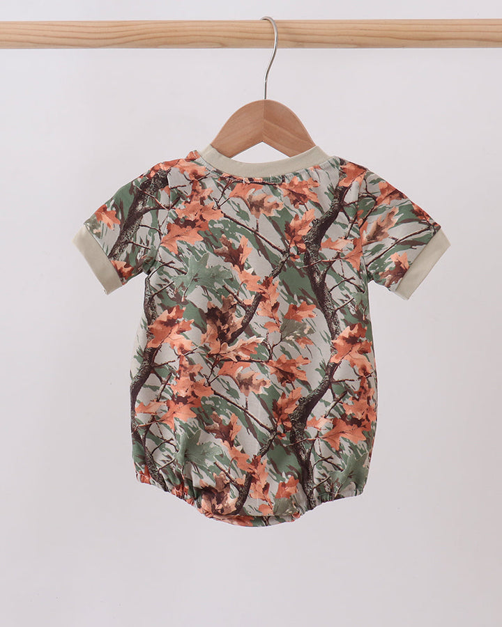 Camo Duck Embroidered Pocket Bubble on wooden hanger