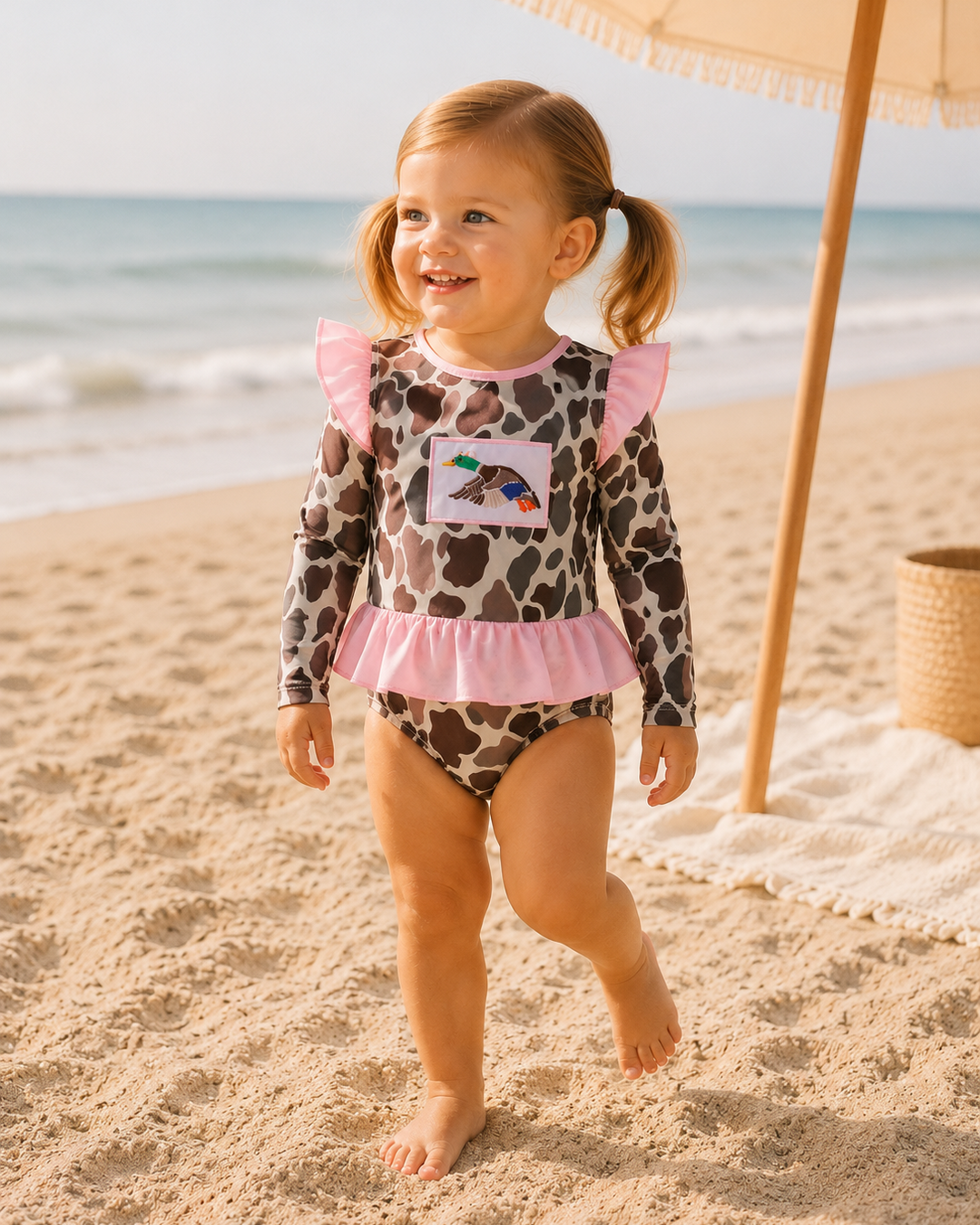 Camo Mallard Embroidered UPF Swim One-Piece