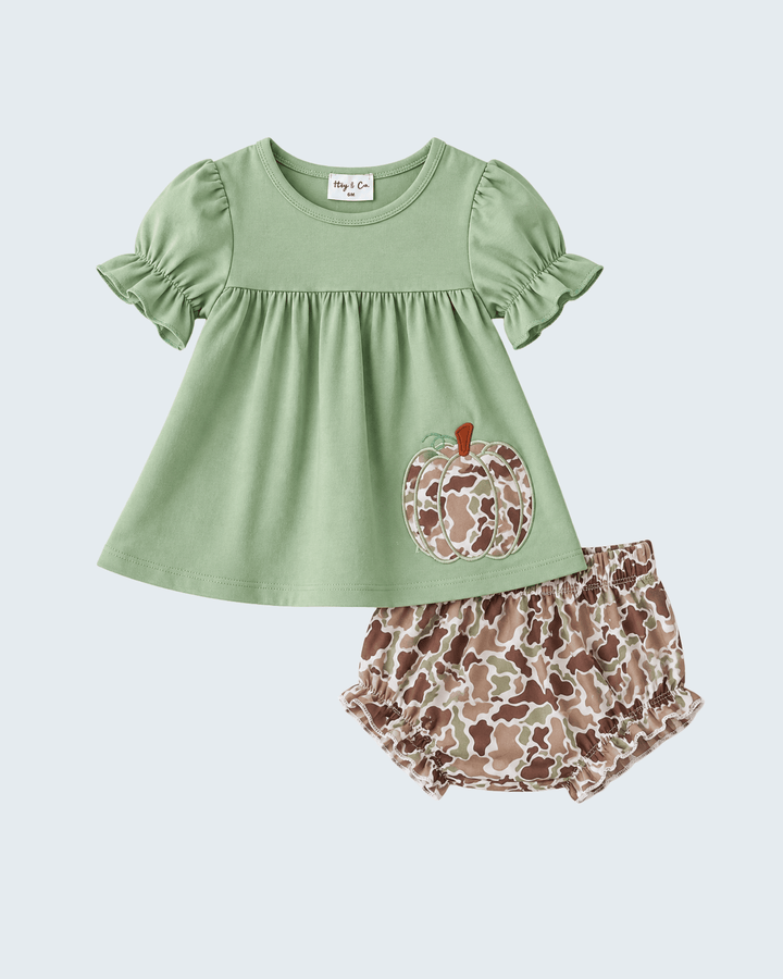 Camo Pumpkin Applique Bloomer Set