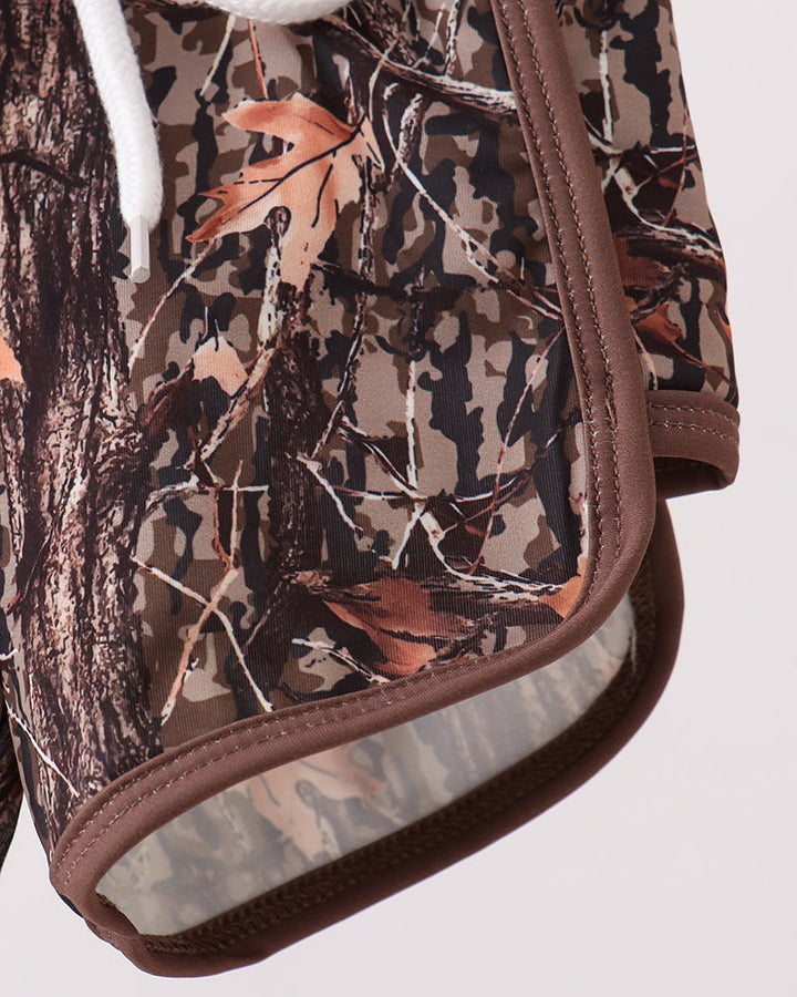 Camouflage-patterned product with a white background