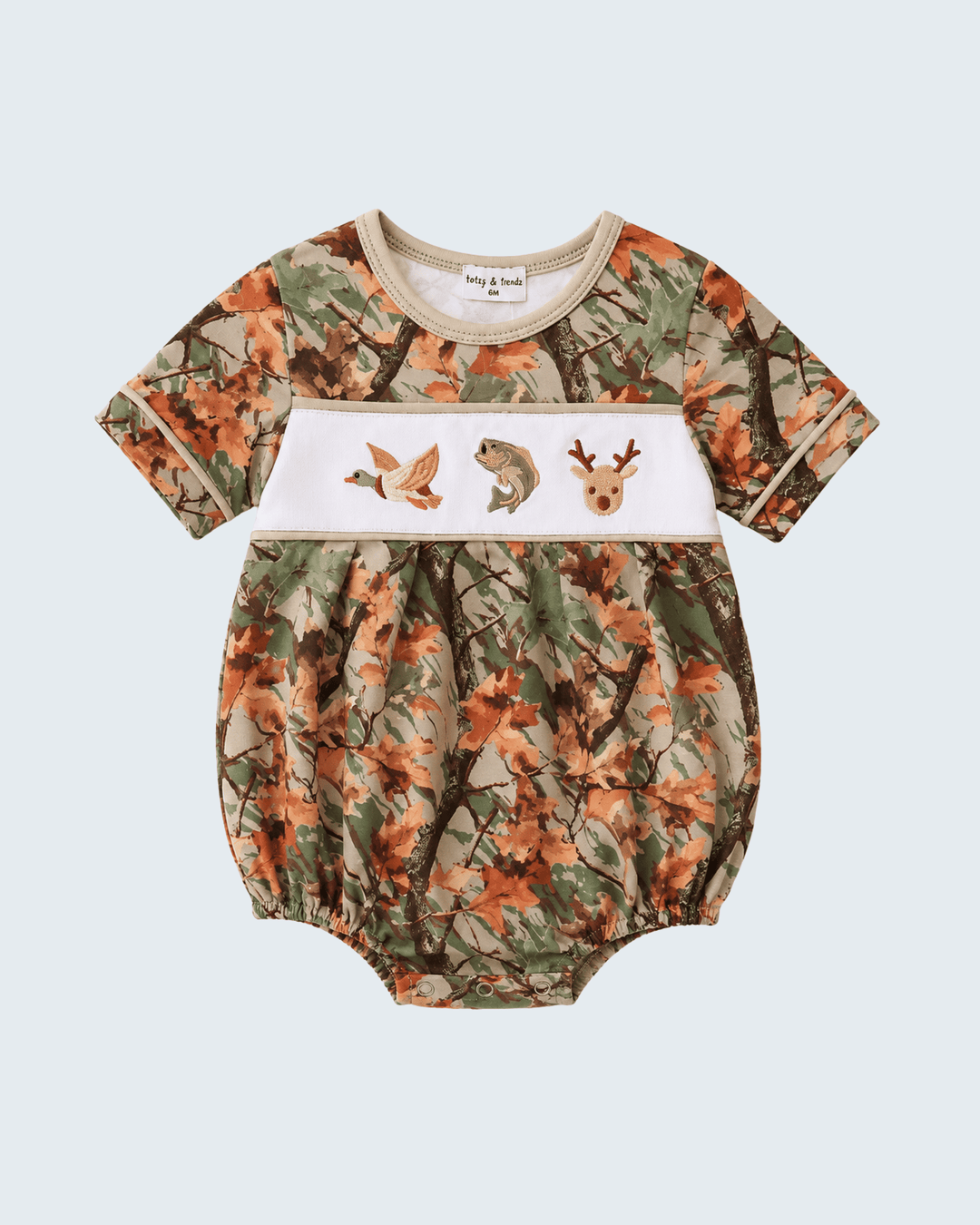 Camo Wildlife Embroidered Bubble on grey background