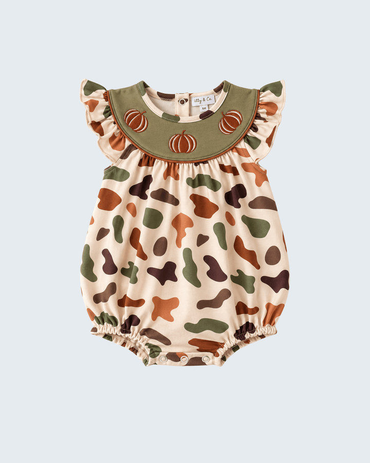 Camouflage Pumpkin Embroidery Ruffle Bubble