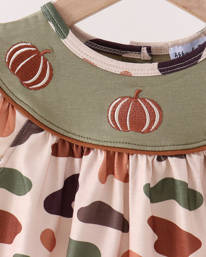 Camouflage Pumpkin Embroidery Ruffle Bubble
