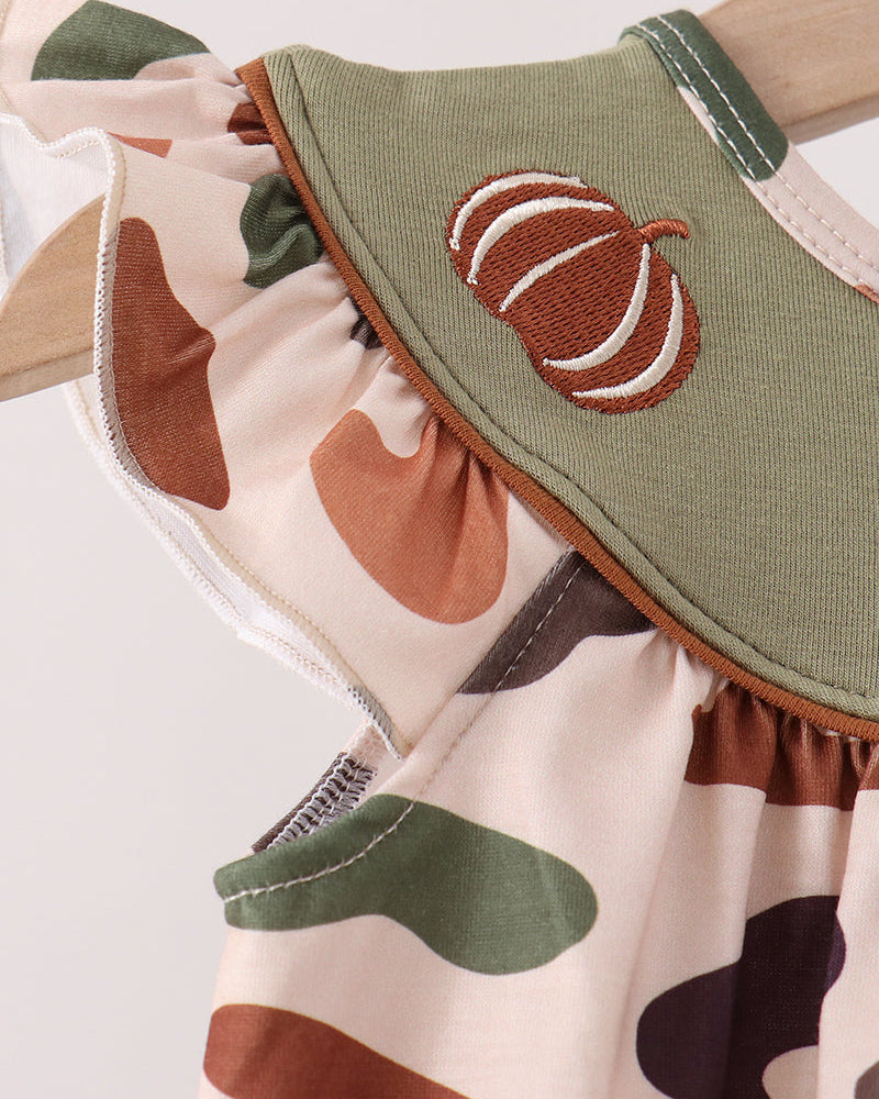 Camouflage Pumpkin Embroidery Ruffle Bubble