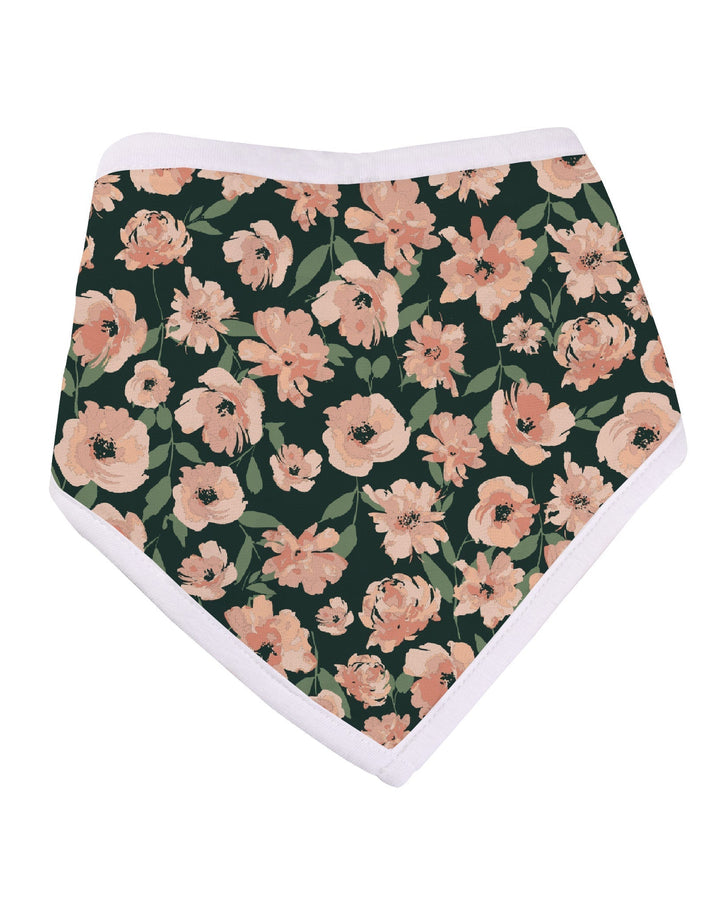 Floral patterned bandana with white border on a white background