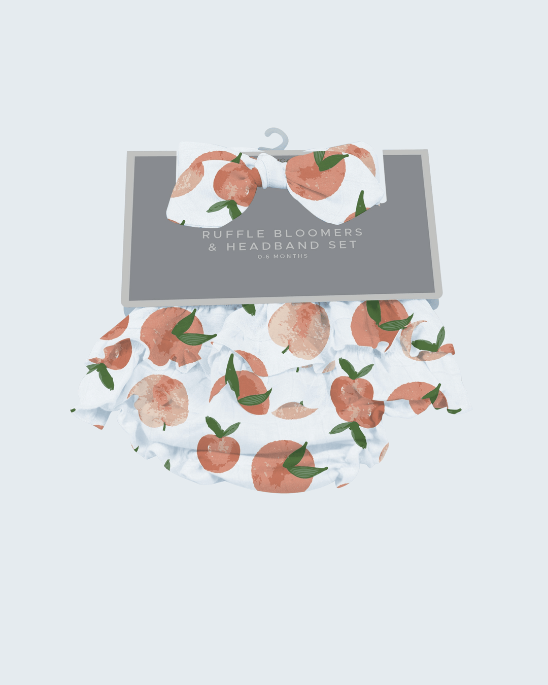 Peach and green leaf ruffle bloomers with matching headband