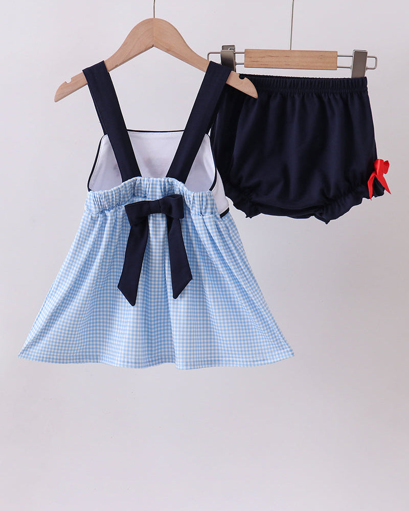 Character Fireworks Embroidered Gingham Bloomer Set