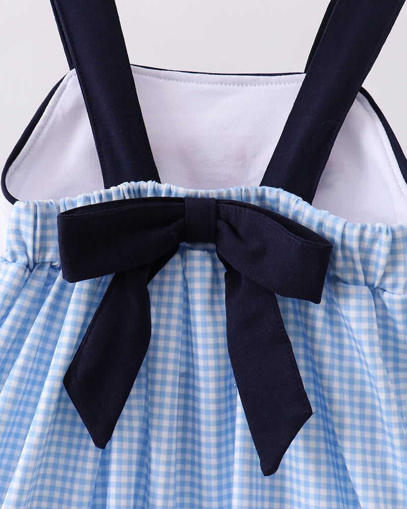 Character Fireworks Embroidered Gingham Dress